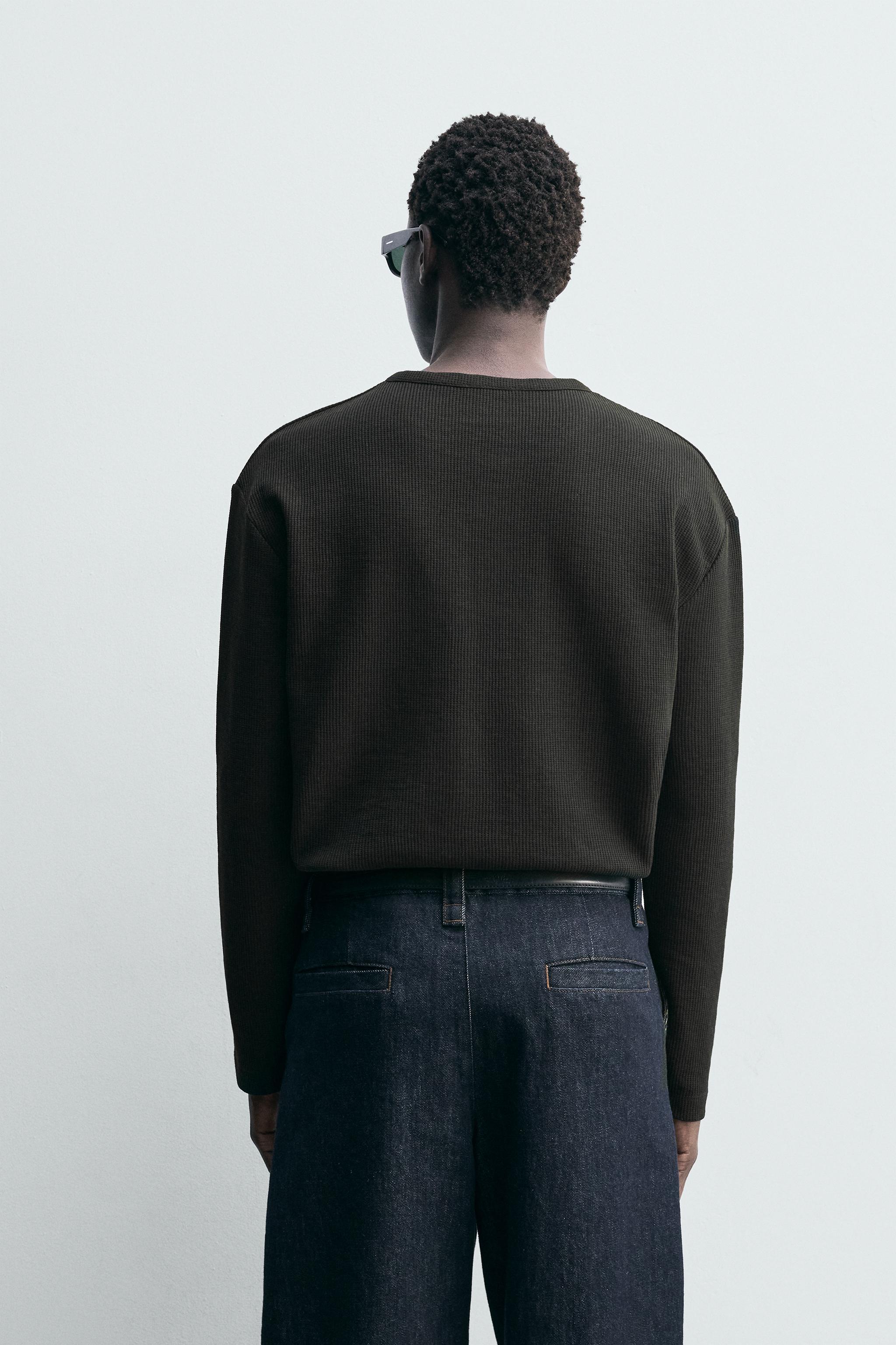 RIBBED HENLEY T-SHIRT